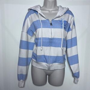 Mighty Fine Preppy Beach Nautical Striped Embroided Women's Hoodie